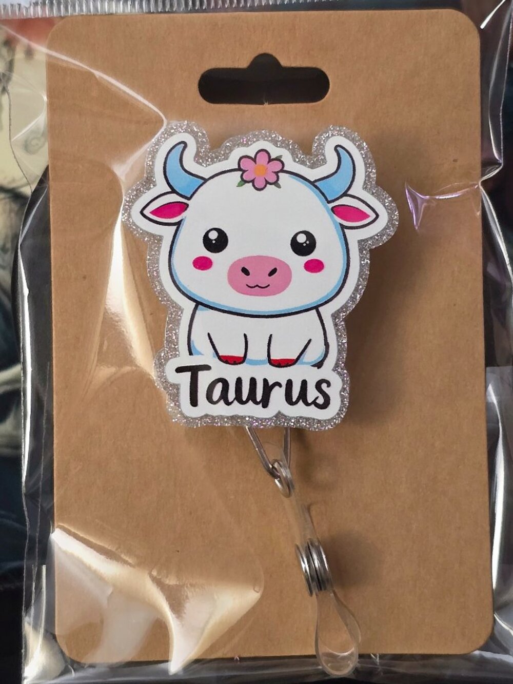 Taurus Zodiac Novelty Acrylic Badge Reel ID Holder